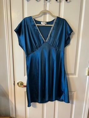 Étienne Mini Satin Dress w/ Lace